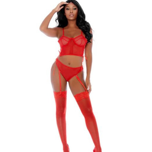 FORPLAY Bustier set high waisted gartered panty