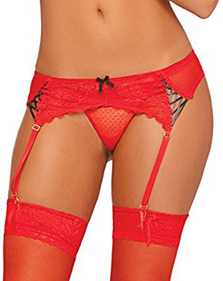 Plus Size Radiance Mesh & Lace Garterbelt