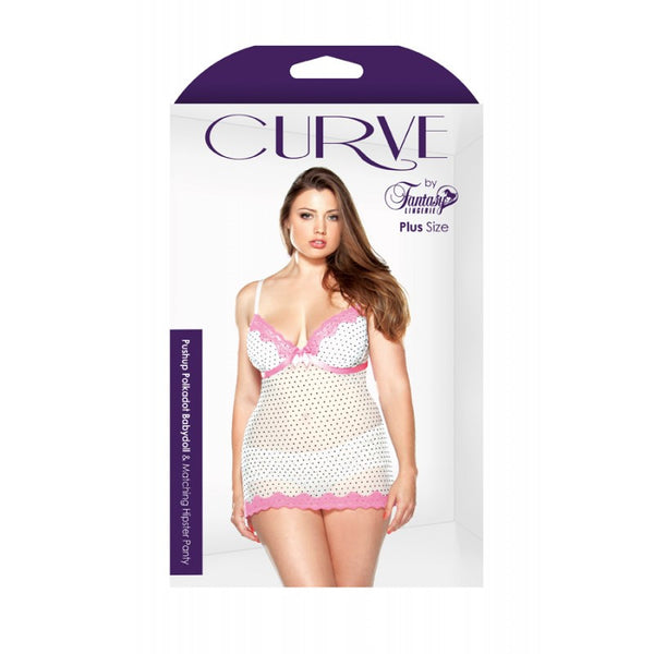 Curve Plus Size Pushup Polkadot Babydoll & Matching Hipster Panty
