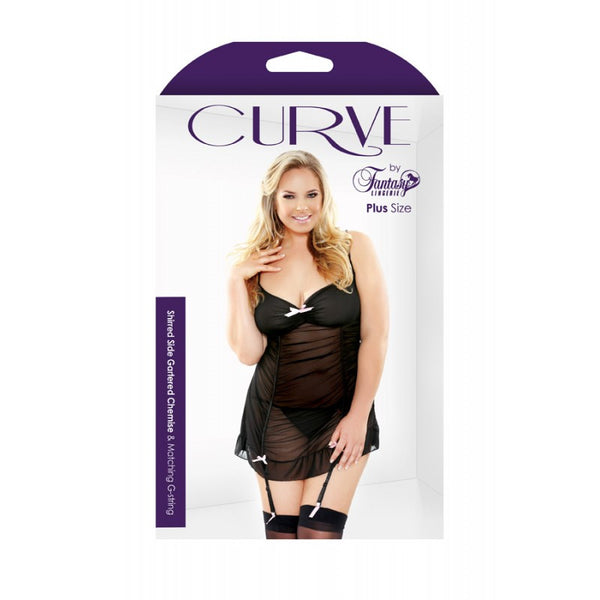 Curve Plus Size Shirred Gartered Chemise