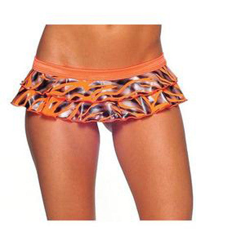 Zebra Print Double Ruffle Mini Skirt