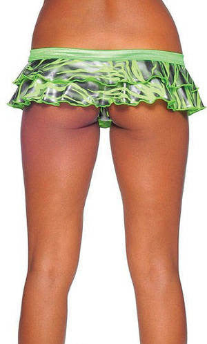 Zebra Print Double Ruffle Mini Skirt