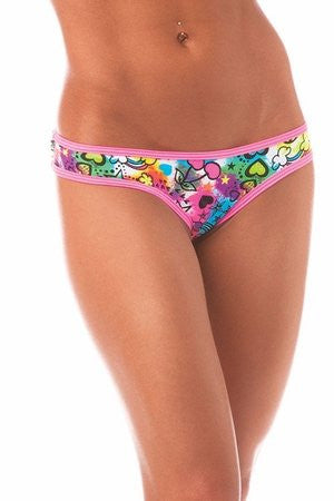 "Peace N' Love" Graffiti Scrunch Hip Half Back Panty