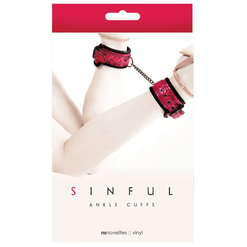 Pink Vinyl Sinful Ankle Cuffs