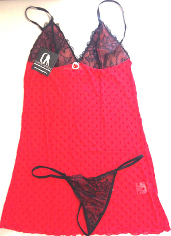 Plus Size Heart & Lace Babydoll & G String