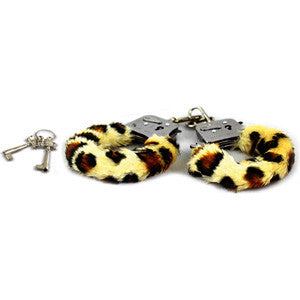 Playtime Cuffs Leopard Print Fur