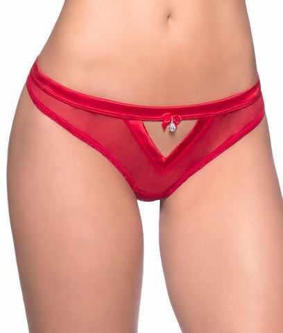 Rhinestone Mesh Thong Panty with Bowtie Back