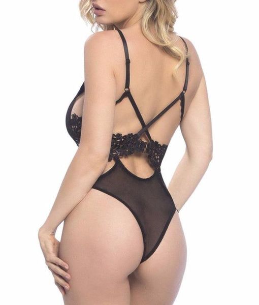 Viletta Plunging Embroidered Teddy from Oh La La Cheri