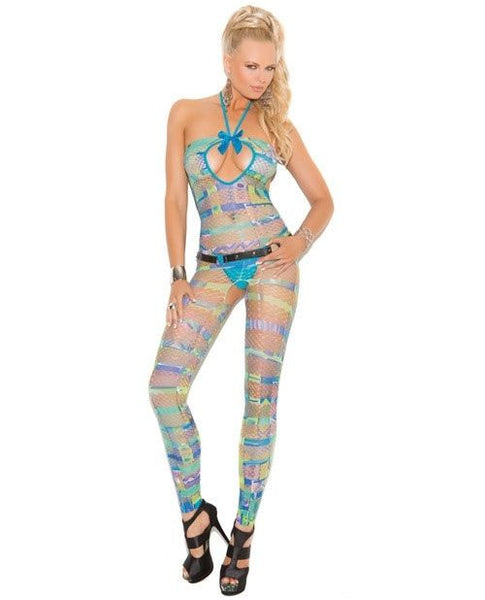 Vivace Halter Bodystocking in Geometric Print Multi Color