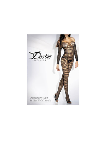 Long Sleeve Crochet Net Bodystocking