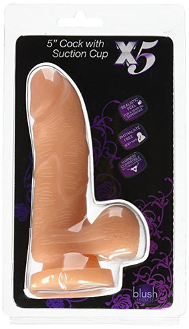 X5 Plus - 5" Cock with Suction Cup - Beige