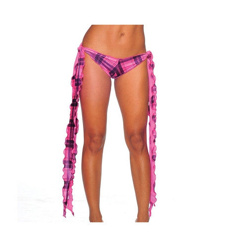 Plaid Print Ribbon Tie Booty Shorts