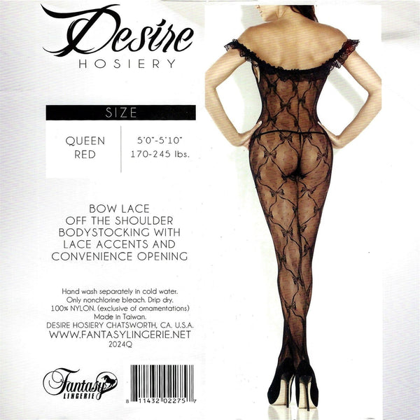 Off-The-Shoulder Bow Lace Bodystocking