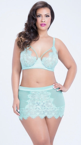 Plus Size Eyelash Lace Skirtini