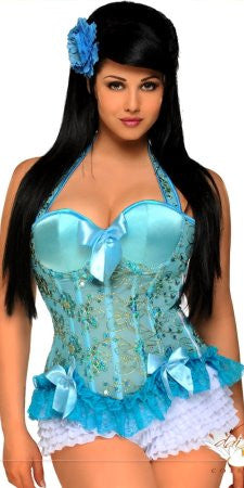 Sequin Embroidered Underwire Halter Corset