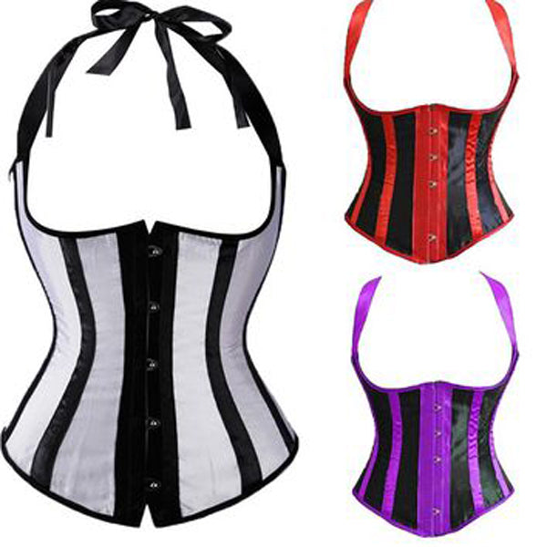 Halter Striped Underbust Corset